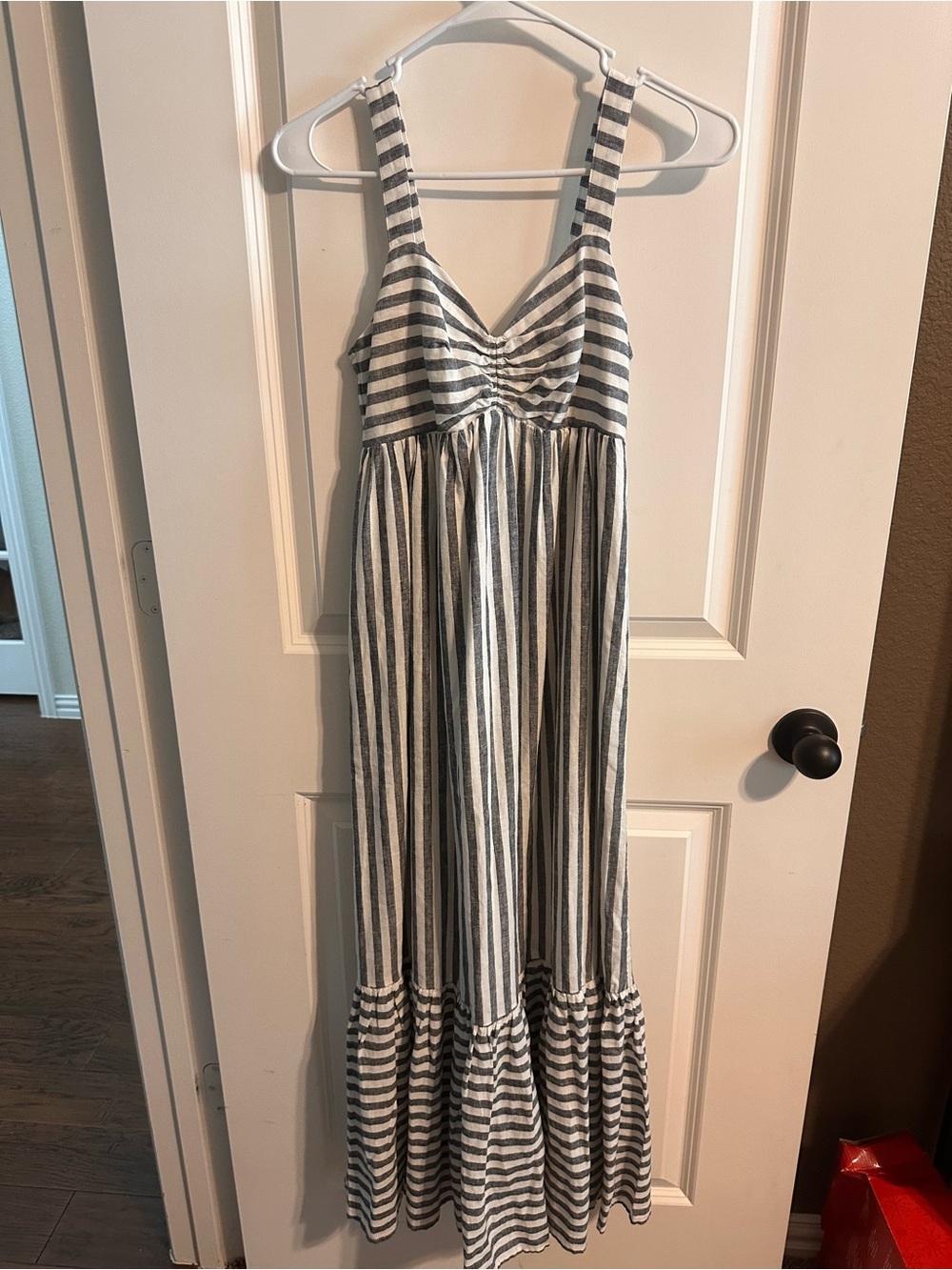 Banana Republic Black and White Striped Maxi Dress